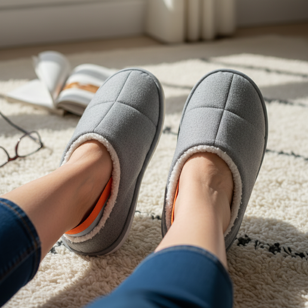 Feet in slippers close-up